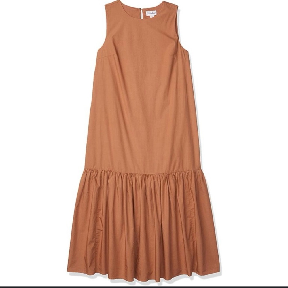Chic Brown Sleeveless Midi Dress With Pockets